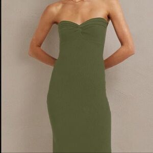 Dark green knit maxi dress